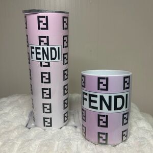 Designer Pink Logo Ceramic Mug and Tumbler Set